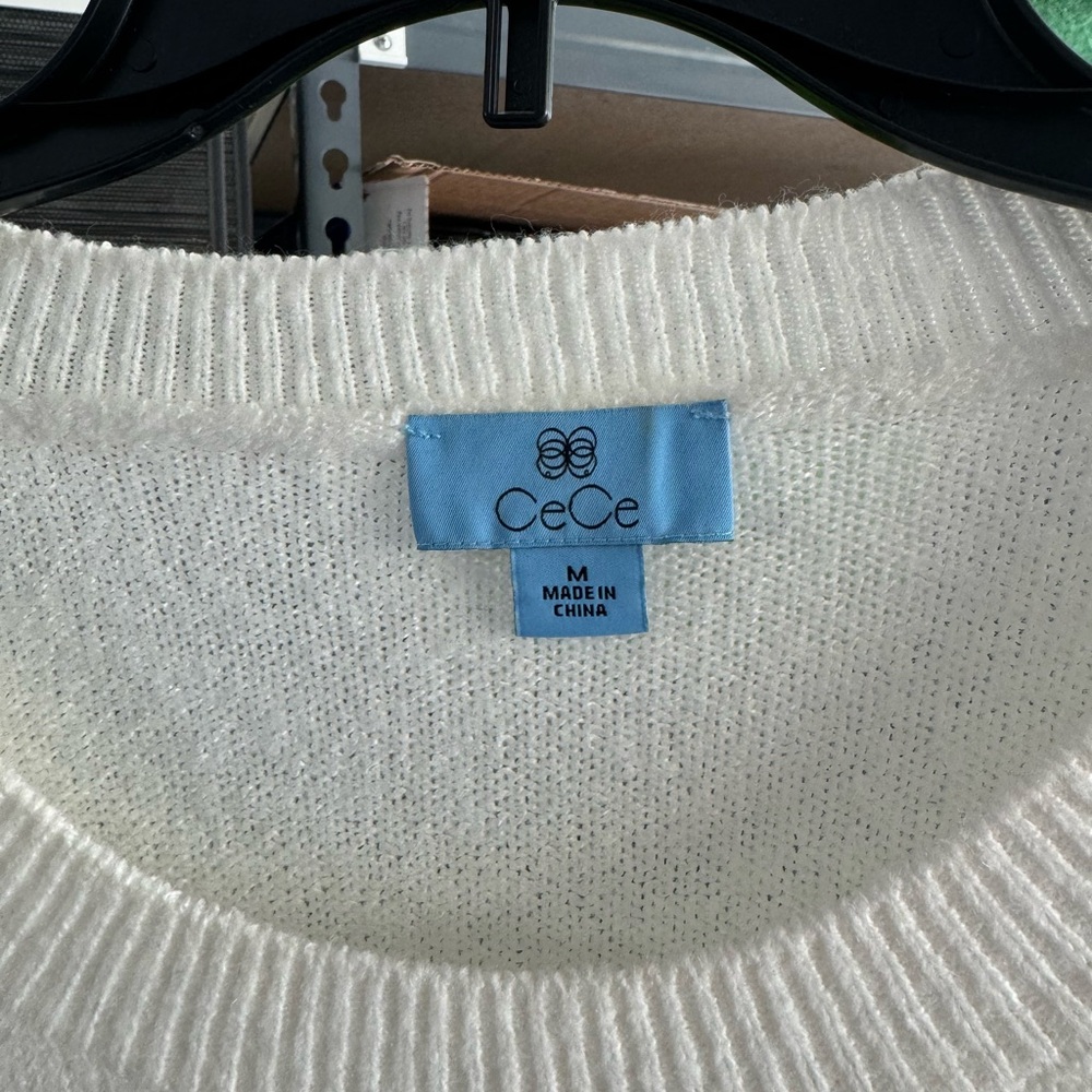 Cece Metallic Beaded Script Screen New Drop Shoul… - image 2